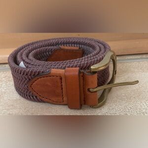 NWT J. McLaughlin Ferryman Men’s 100% Cotton Gray/Burgandy Herringbone Belt; 38
